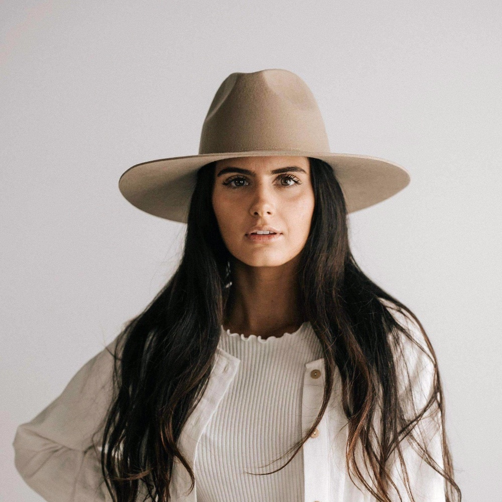 GIGI PIP Wide Brim Fedora in Tan